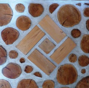 A simple design made from 4” by 4” timber samples.