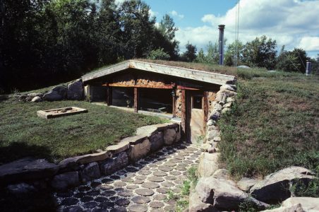 The south side Log End Cave, our first earth-sheltered house.